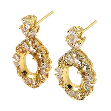 Rack Plating Brass with Cubic Zirconia Stud Earrings Finding KK-Z085-04G-1