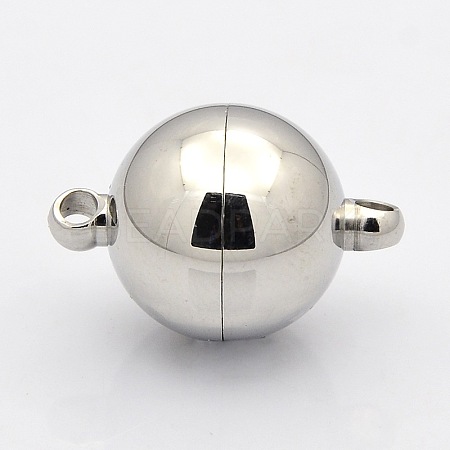 Tarnish Resistant Round 304 Stainless Steel Magnetic Clasps with Loops STAS-N014-01-16mm-1