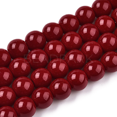 Opaque Solid Color Glass Beads Strands X-GLAA-T032-P8mm-05-1