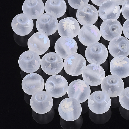 Autumn Theme Electroplate Transparent Glass Beads EGLA-S178-01I-1