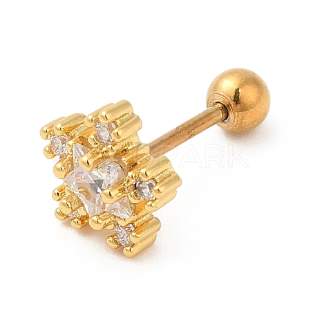 Brass Micro Pave Clear Cubic Zirconia Stud Earrings EJEW-L265-11G-1