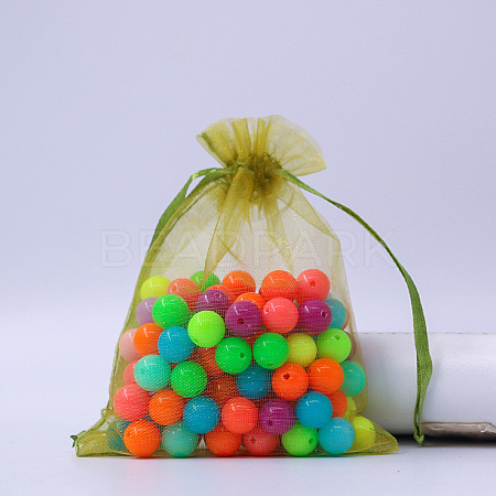 Rectangle Organza Drawstring Bags CON-PW0001-054A-15-1