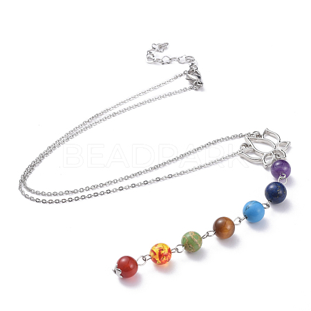 Natural Gemstone Beads Pendant Necklaces NJEW-JN02572-1