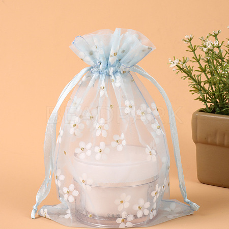 Rectangle Organza Drawstring Bags X-CON-PW0001-062A-03-1