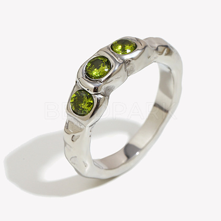 316L Surgical Stainless Steel Pave Cubic Zirconia Finger Rings WGCD260-04-1