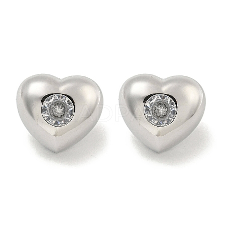 Brass Micro Pave Cubic Zirconia Stud Earrings for Women EJEW-E312-01D-P-1