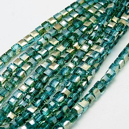 Electroplate Glass Beads Strands X-EGLA-D018-8x8mm-42-1