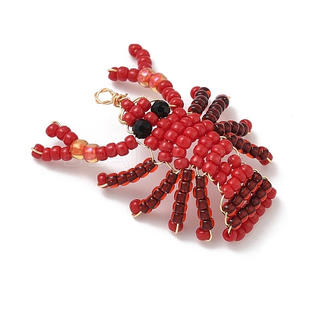 Glass Seed Beaded Pendants PALLOY-MZ00903-01-1