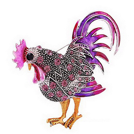 Rhinestone Rooster Brooch Pin X-ZODI-PW0001-123C-1
