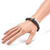 2Pcs 2 Style Natural Lava Rock & Howlite Stretch Bracelets Set with Alloy Crown Beaded BJEW-JB08317-3