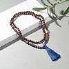 108 Mala Beads Necklace with Tassel NJEW-JN03791-2