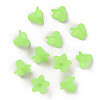 Green Frosted Transparent Acrylic Flower Beads X-PLF018-05-2