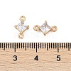 Brass Pave Glass Rhombus Links Connector Charms X1-GLAA-Q088-001E-3