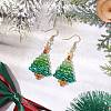 Glass Christmas Tree Dangle Earrings EJEW-JE06154-2