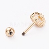 Brass Micro Pave Clear Cubic Zirconia Barbell Cartilage Earrings AJEW-P017-17G-2