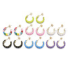 Brass Enamel Half Hoop Earrings EJEW-T014-48G-NF-1