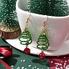 Aluminum Wire Wrapped Christmas Tree Dangle Earrings EJEW-JE05829-01-2