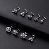 316L Surgical Stainless Steel Clear Cubic Zirconia L-Shaped Nose Rings WG135CD-11-1