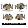  4Pcs 2 Colors Fish Shaped Brass Beads KK-NB0002-96-2