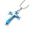 Alloy Cross Pandant Necklace with Ball Chains NJEW-K245-001A-1