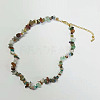 Natural & Synthetic Mixed Gemstone Chips Beaded Necklace for Women NJEW-FZ00004-04-1