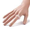 Natural Rose Quartz & Glass Braided Beaded Stretch Ring for Women RJEW-JR00546-03-3