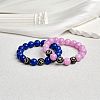 Medium Orchid Natural Yellow Jade Round Beaded Stretch Bracelet BJEW-SW00077-04-6