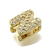 Brass Micro Pave Cubic Zirconia Letter Multi-Strand Links X-KK-D295-32G-14-2