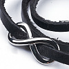 Three Loops Leather Cord Wrap Bracelets BJEW-F291-19B-3