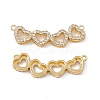 Brass Micro Pave Clear Cubic Zirconia Connector Charms KK-E068-VC024-1