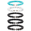 FIBLOOM 5Pcs 5 Style Natural & Synthetic Mixed Gemstone & Alloy Beaded Stretch Bracelets Set for Women BJEW-FI0001-01-1