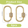6Pcs Brass Micro Pave Clear Cubic Zirconia Screw Carabiner Lock Charms ZIRC-DC0001-34-2