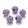 Painted Natural Wood Beehive European Beads WOOD-Q040-019A-A04-1