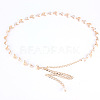 Leaf Alloy & Plastic Pearl Link Chain Waist Belly Chains for Women FS-WGE56DF-01-4