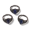 Natural Lapis Lazuli Horse Eye Adjustable Rings RJEW-K271-05R-09-1