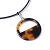 (Jewelry Parties Factory Sale)Flat Round Cellulose Acetate(Resin) Pendant Necklaces NJEW-JN02356-06-2