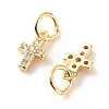 Brass Micro Pave Clear Cubic Zirconia Pendants ZIRC-P094-18G-RS-3