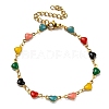 Ion Plating(IP) Golden 304 Stainless Steel Heart Link Chain Bracelet with Enamel BJEW-E088-01G-05-1