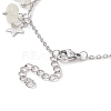 Natural White Moonstone Chips & Star Charms Anklet AJEW-AN00512-02-4