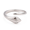 304 Stainless Steel Snake Wrap Open Cuff Ring with Rhinestone for Women RJEW-E062-B02-02P-2