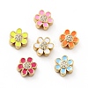 Flower Brass Micro Pave Clear Cubic Zirconia Beads KK-G419-06G-1