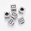 304 Stainless Steel Large Hole Letter European Beads LS-STAS-H428-01AS-B-1