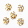 Rack Plating Brass Micro Pave Cubic Zirconia Beads ZIRC-A006-04G-02-1