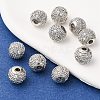 Round Brass Micro Pave Cubic Zirconia Beads X-ZIRC-N016-01P-8mm-5