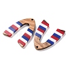 Independence Day Opaque Striped Resin & Walnut Wood Pendants RESI-U010-02W-2