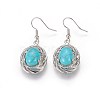 Synthetic Turquoise Dangle Earrings EJEW-L217-01P-3
