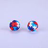 Printed Round with Puzzle Pattern Silicone Focal Beads SI-JX0056A-191-1