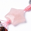 Rose Quartz Star with Mixed Gemstone Chips Beaded Tassel Keychains KEYC-P012-01P-08-2