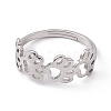 Non-Tarnish 201 Stainless Steel Hollow Out Dog Paw Prints Adjustable Ring for Women RJEW-K238-10P-1