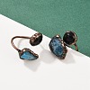 Brass with Mixed Gemstone Cuff Rings RJEW-Z112-01R-4